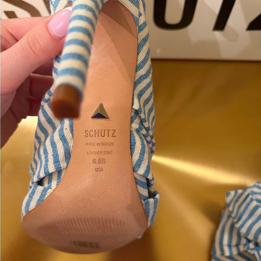 SCHUTZ Blue and White Striped Heels. Brand New. 6.5 - Picture 5 of 6
